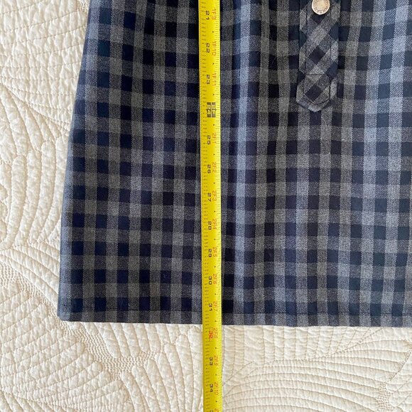 WHO A.U. Vintage Gray & Black Plaid Western-style Mini Dress with Snap Buttons - Picture 9 of 9